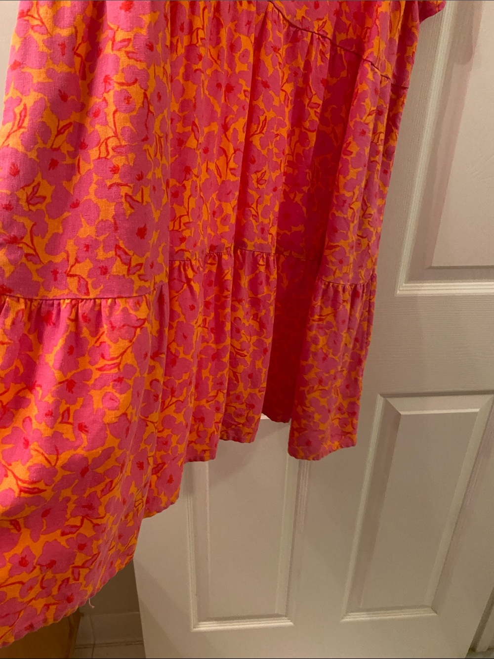 Universal Thread Pink & Orange Floral V-Neck Mini Dress - Picture 5 of 7